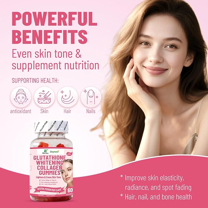 Glutathione Whitening Collagen Gummies Evens Skin Tone &amp Supplement Nutrition 60 Count
