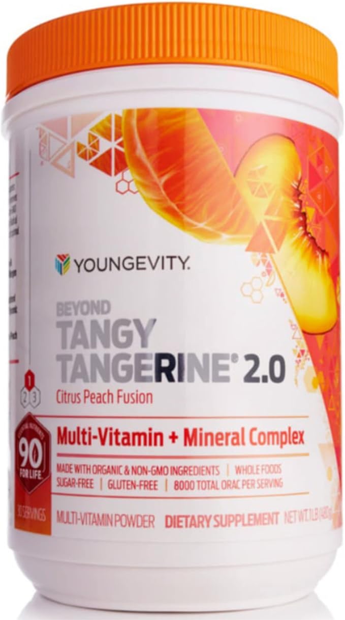 Youngevity Beyond Tangy Tangerine 2.0 Citrus Peach Fusion Multi-Vitamin &amp Mineral Complex - Made with Natural &amp Whole Foods | 8000 ORAC