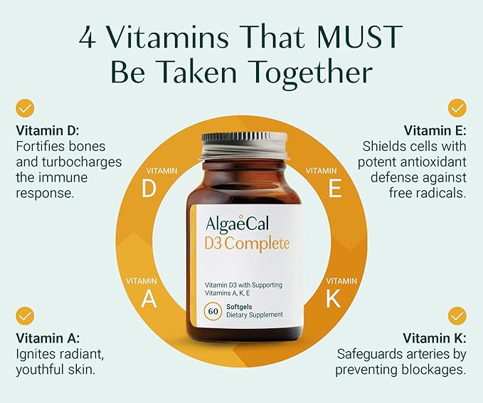 ALGAECAL Bone Builder Vitamin D3 &amp Collagen Bundle – Collagen with Verisol Fortibone Fortigel + Vitamin ADEK + Plant-Based Calcium Strontium Magnesium &amp 16 Nutrients for Beauty &amp Bone