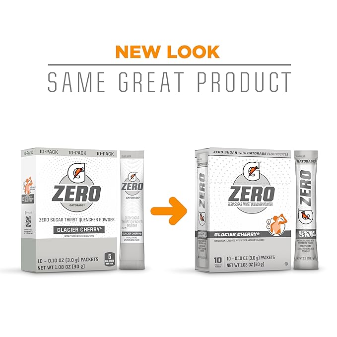 Gatorade G Zero Sports Drink Mix Powder PacketsGlacier CherryElectrolyte Powder Drink Mix for HydrationZero Sugar(Pack of 240)