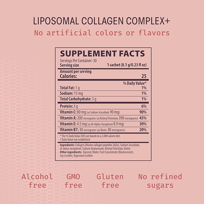 Age Repair Lipo-Sachets Liposomal Collagen Skin Supplement - Liquid Collagen Peptides to Support Skin Firmness Elasticity