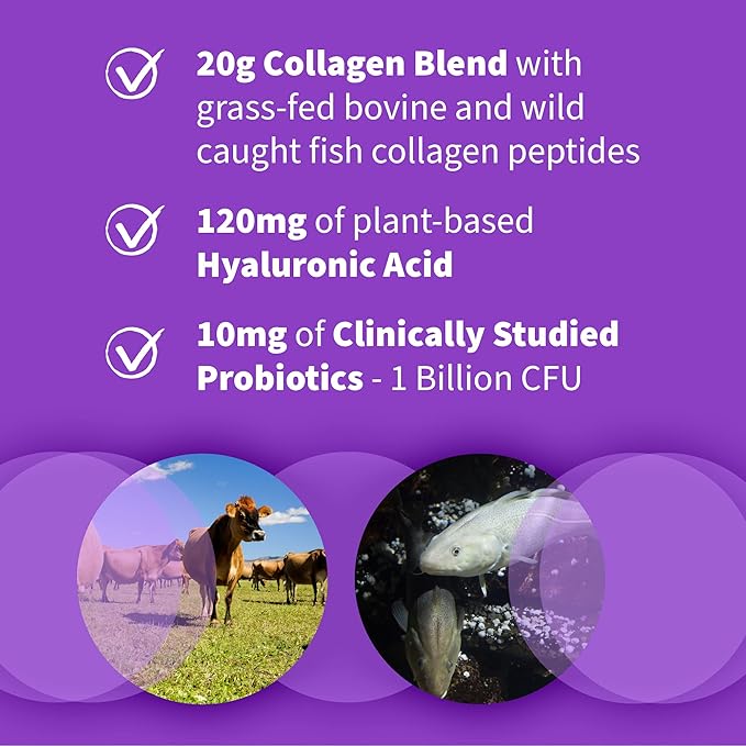 Garden of Life Marine &amp Grass-Fed Collagen Peptides Powder Supplement (Type I III) with Probiotics BCAAs &amp Hyaluronic Acid for Radiant Hair Skin &amp Nails – Unflavored 20g per serving 1