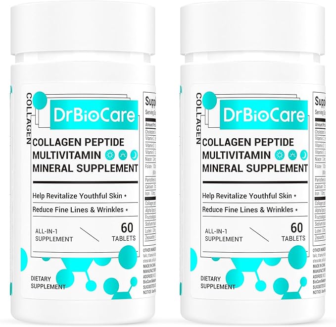 DrBioCare Collagen Peptides for Women Beauty Vitamin &amp Mineral SupplementContains Vitamin D3 Probiotics for Women &amp Collagen PeptidesVitamin B ComplexVitamin E 120 Tablets