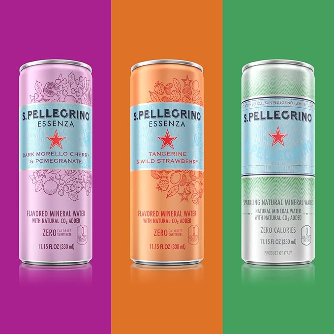 S.Pellegrino Essenza Variety Pack - Dark Morello Cherry Wild Strawberry Original (unflavored)11.15 Fl. Oz (Pack of 24)