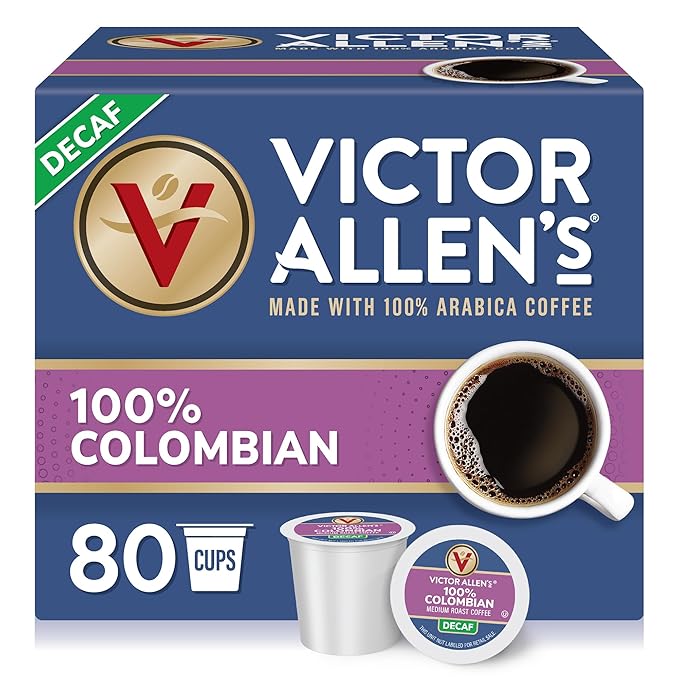 Victor Allen's Coffee Decaf 100% Colombian Medium Roast 80 Count Single Serve Coffee Pods for Keurig K-Cup Brewers