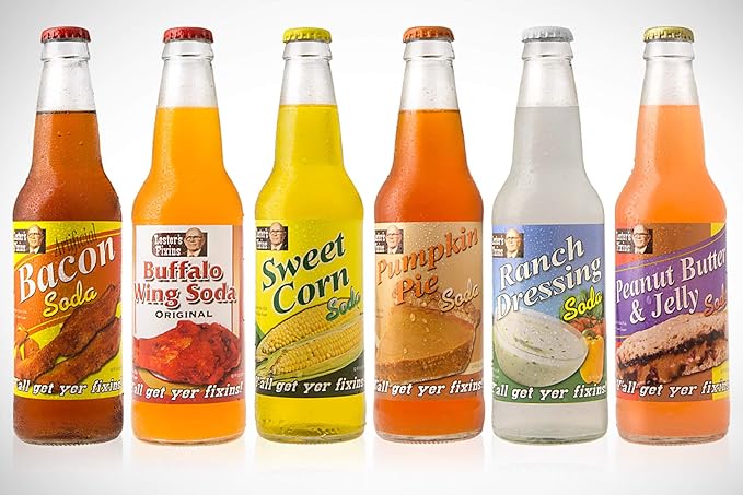 Lester's Fixins Outrageous Wild Crazy Unique Flavor Soda Pop 6 Pack Sampler Set
