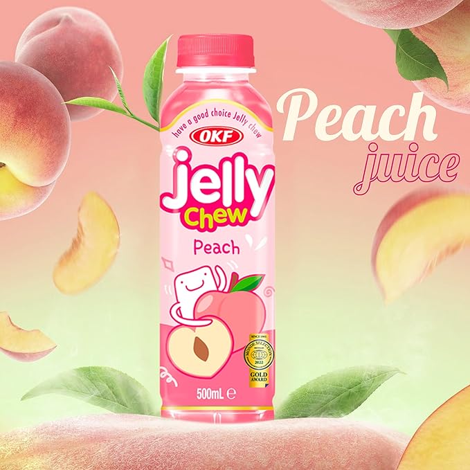 OKF Coconut Juice with Coconut Jelly Peach Coconut Water Non GMO No Preservatives No Artificial Color Gluten Free/Fat Free 16.9 Fl Oz (Pack of 20)