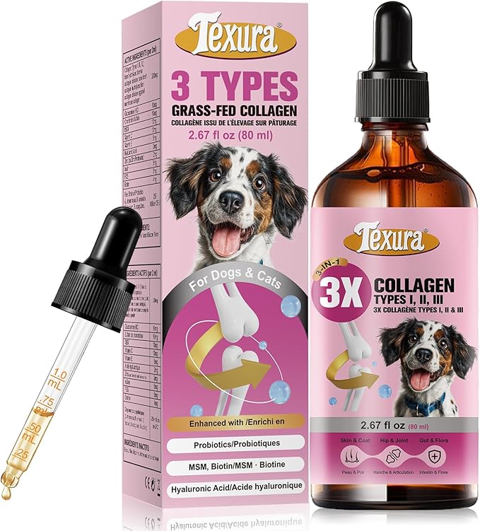 Liquid Collagen for Dogs &amp Cats - Grass-Fed Hydrolyzed - for Joint Hip Skin &amp Coat Nutritional Support