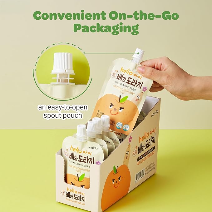 Korean Pear and Bellflower Root Juice [ 배도라지즙 ] All Natural Juice For Kids 2.7 Fl Oz Bags (Pack of 20)