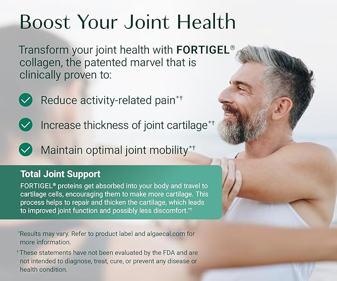 ALGAECAL Collagen: 4 Clinically-Supported Peptides VERISOL® FORTIGEL® UC-II® FORTIBONE® Anti-Aging Hydrolyzed Collagen Powder 30 Servings Made in USA