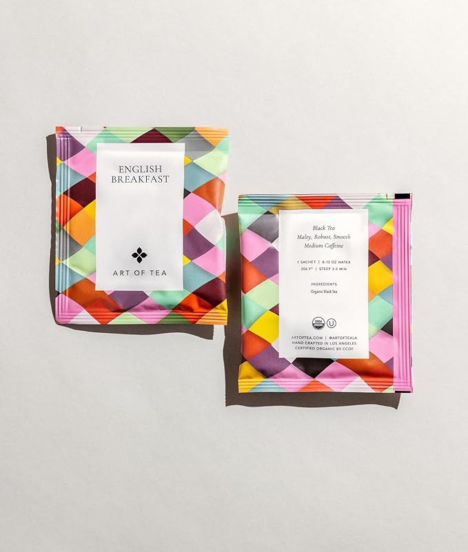 Art of Tea | Organic English Breakfast Tea | 50 Pyramid Tea Bag Sachet Bulk Box