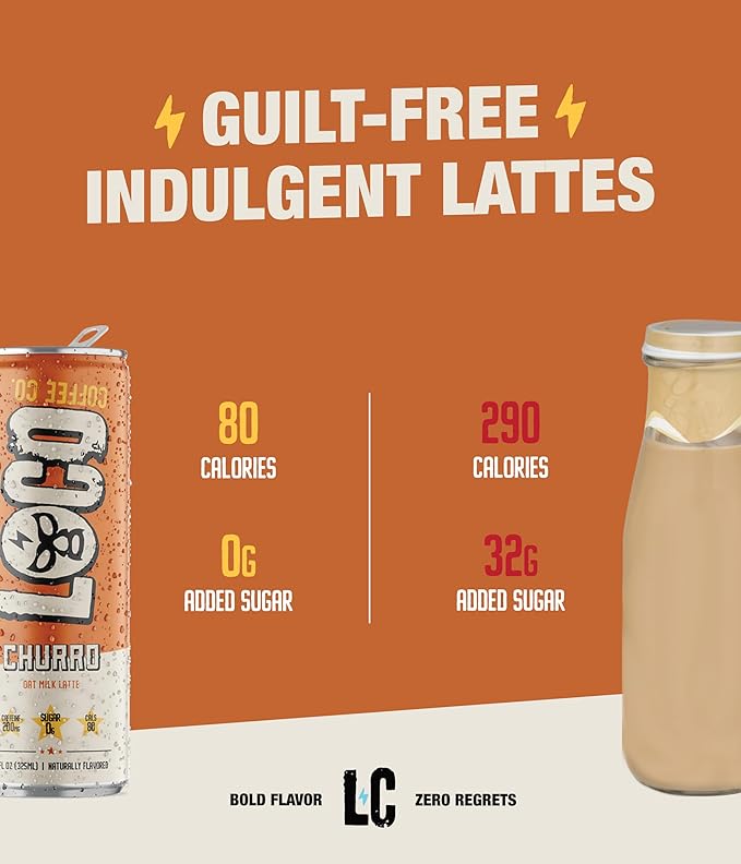 Loco Coffee Variety Latte 11 Ounce Can 12 Count | Zero Sugar 200mg Caffeine | Gluten Free and Dairy Free | Low Calorie Iced Coffee