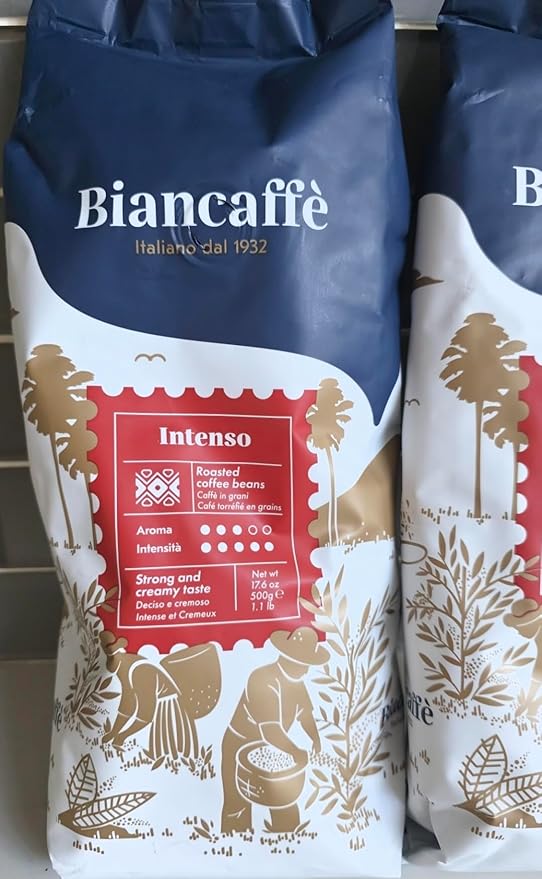 Biancaffè Intenso Roasted Coffee Beans Strong and Creamy Taste Italian Coffee 1.1LB