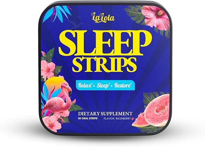 LALOLA Sleep Strips Fast-Dissolving Oral Strips Sleep Aid with Valerian Root Lavender Chamomile Hibiscus and Melatonin Non-Habit Forming