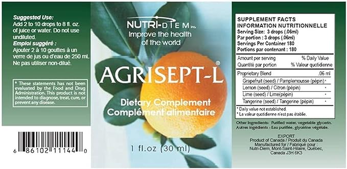Nutri-Diem Agrisept - L Antioxidant 30ml (1 oz) 3 Bottles