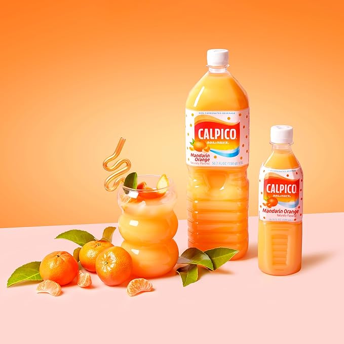 CALPICO Mandarin Orange – Smooth Creamy &amp Refreshing Non-Carbonated Beverage Sweet and Tangy Japanese Lactic Acid Drink 16.9 Fl oz (Pack of 6)