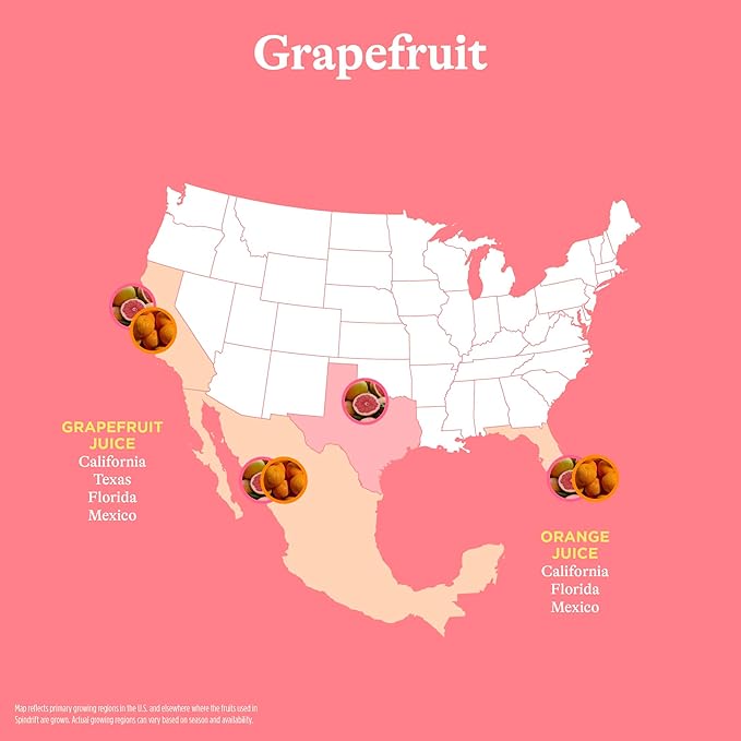 Spindrift Sparkling Water Grapefruit Flavored Made with Real Squeezed Fruit (Only 15 Calories per Can) 12 Fl Oz (Pack of 24)