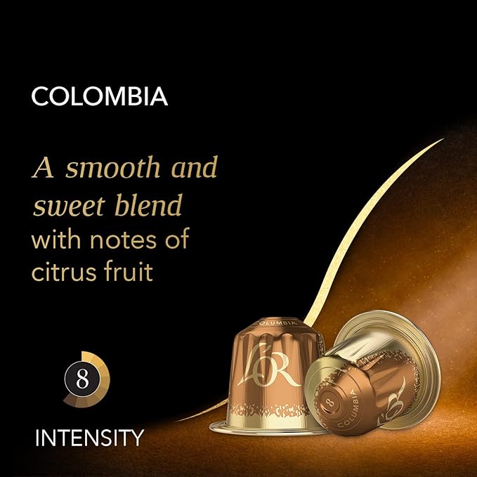 L'OR Espresso Capsules 50 Count Colombia Single-Serve Aluminum Coffee Capsules Compatible with the L'OR BARISTA System &amp *Nespresso Original Machines