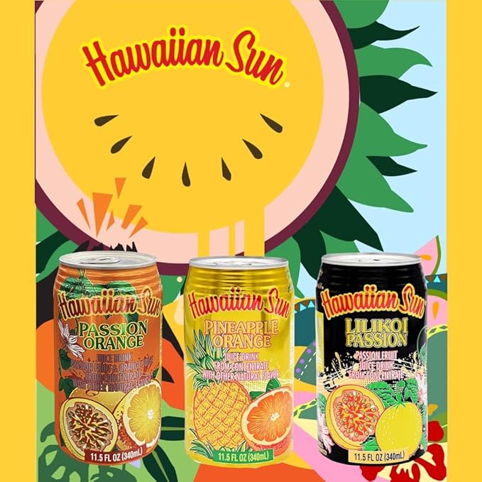 Hawaiian Sun Luau Party Pack Tropical Fruit Juice Drink Variety Mix Flavor Non Carbonated RcTechDistro Bundle Box 11.5 Fl Oz Per Can Pack of 12 (Luau Party Pack 1)
