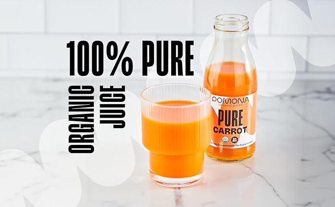 Pomona Organic Carrot Juice Cold Pressed USDA Organic Juices 100% Carrots No Added Sugar Not From Concentrate Vegan Kosher Non GMO Pasteurized 8.4 Ounce (Pack of 12)