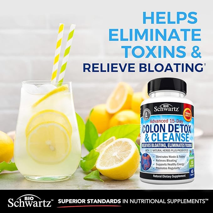 BioSchwartz 15 Day Cleanse for Colon and Gut Health Plus Hydrolyzed Collagen Peptides Powder (40+ Servings)