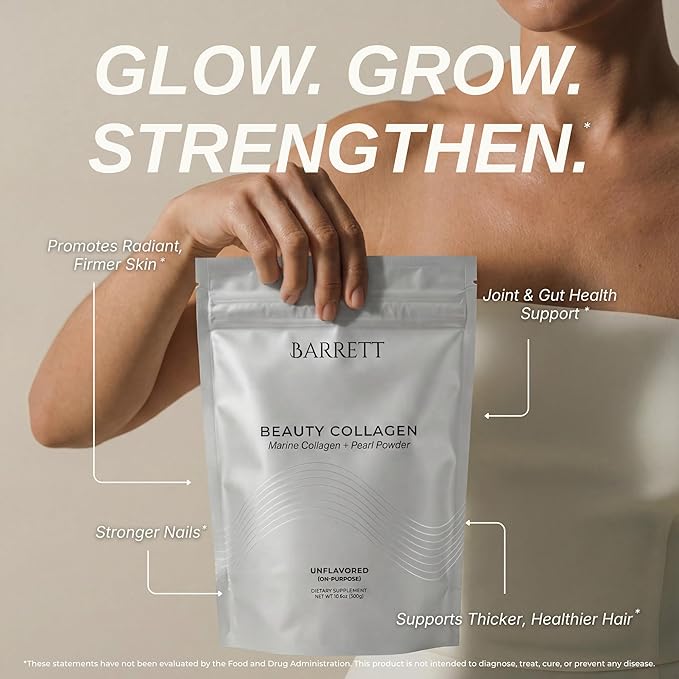 Barrett Beauty Collagen Powder Unflavored Marine Collagen Supplement with Pearl Powder Supports Hair Skin Nails &amp Daily Beauty Routine