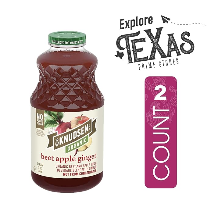 R.W. Knudsen Organic 2-Pack Organic Beet Apple Ginger Fruit Juice 100% USDA 32 fl oz Glass Bottle + 1 Utility Freebie by Lavinia