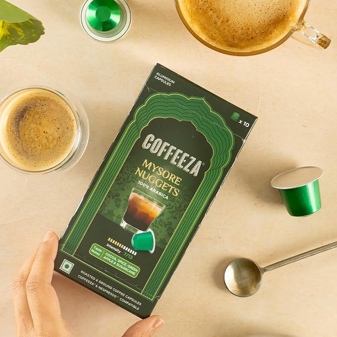 Coffeeza (AAA Arabica Grade) Mysore Nuggets Aluminium Coffee Capsules Intensity – 7/10 -(Box of 30)