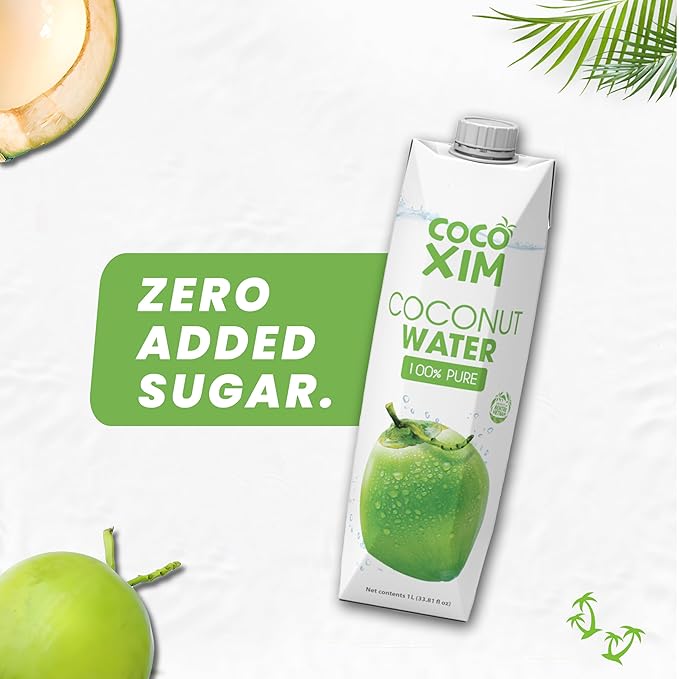 COCOXIM Ready to Drink Pure Coconut Water - 33.8 oz (Pack of 12)| Zero Added Sugar |100% Natural &amp Fresh with Electrolytes &amp Nutrients | Halal &amp Kosher Certified | Alternative to Soda Sof