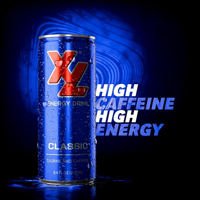 XL Energy Drink 24 Pack Classic Flavor - 80mg Caffeine &amp1000mg Taurine Energy Drinks with B Vitamins – Refreshing Energy Beverage for Energy Boost Focus Performance &amp Endurance – 24 Pack Ene