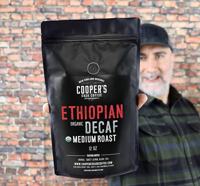 Organic Ethiopian Decaf Water Processed Medium Roast Ground Coffee (12oz Ground) (Pack of 2)