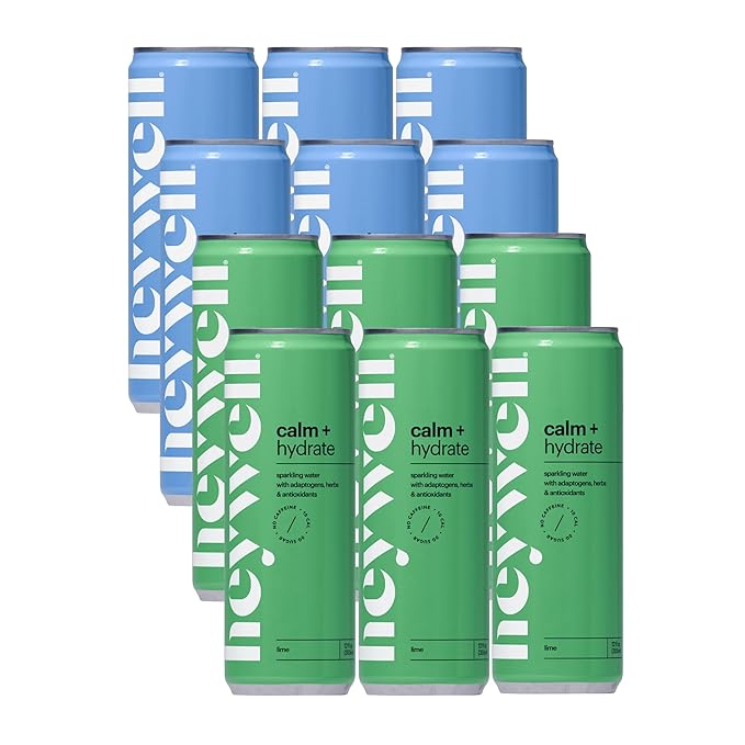 Heywell Sparkling Adaptogenic Calm Variety Pack 12 Fluid Ounce (Pack of 12) - Organic Non GMO Vegan Gluten Free Dairy Free