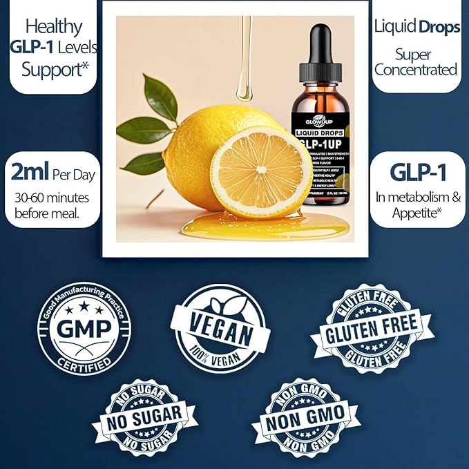 GLP-1 Supplement for Women &amp Men 9-in-1 Naturally GLP-1 Support w. Berberine HCI Cyelon Cinnamon Green Tea Eriocitrin GLP1 for Gut Digestion Metabolic GLP-1 Drops 6X Stronger Than Capsules