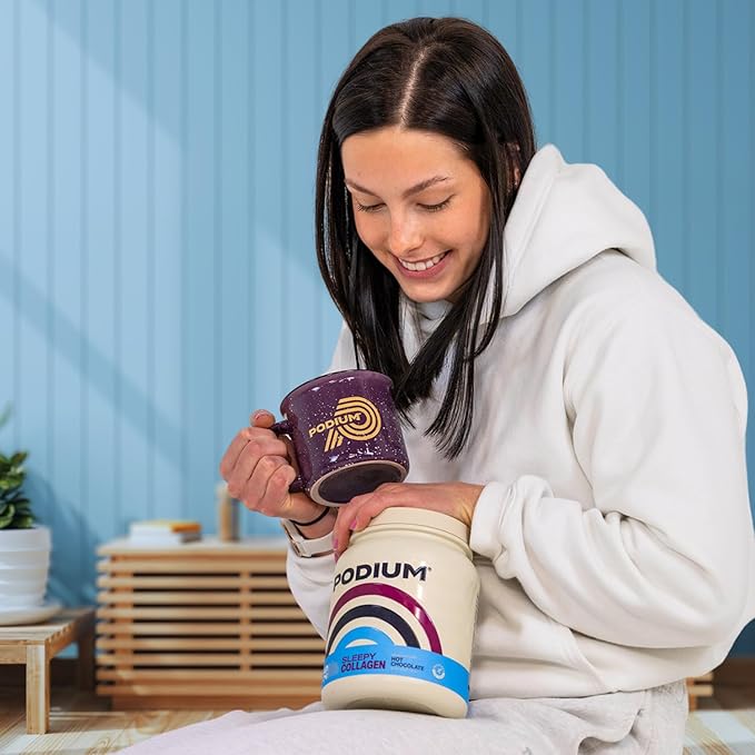 Podium Nutrition Sleepy Collagen with Melatonin Hot Chocolate 25 Servings Collagen Protein Gluten Free Soy Free