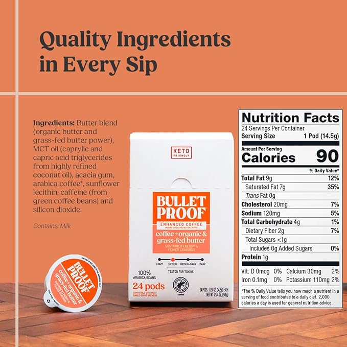 Bulletproof Coffee + Organic Grass-Fed Butter Single-Serve Pods 10 Count Keto Coffee All-in-one Recipe with MCT Oil and Butter Packaging May Vary (Pack of 2)