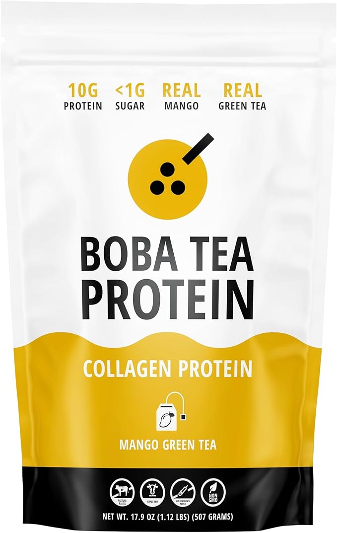Mango Green Tea Flavored Collagen | 30 Servings | Grass-Fed Hydrolyzed Bovine Collagen Powder for Men and Women | Promotes Hair Nail Skin Bone and Joint Health | No Added Sugar