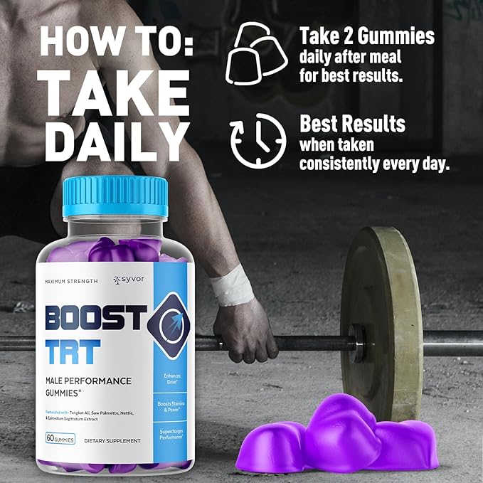(2 Pack) Boost TRT Gummies Official BoostTRT Gummys with All Natural Ingredients Advanced Health &amp Wellness Support Formula with Max Strength Premium Active Lifestyle Vitamins (120 Gummies)