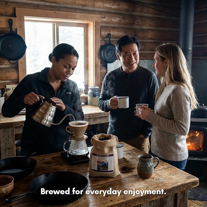 Montana Huckleberry Dessert Ground Coffee - 12 oz Rustic Western Style Burlap Bag from Bounty Foods All Natural Enjoy this Brew as an American Breakfast Essential (HKCof)