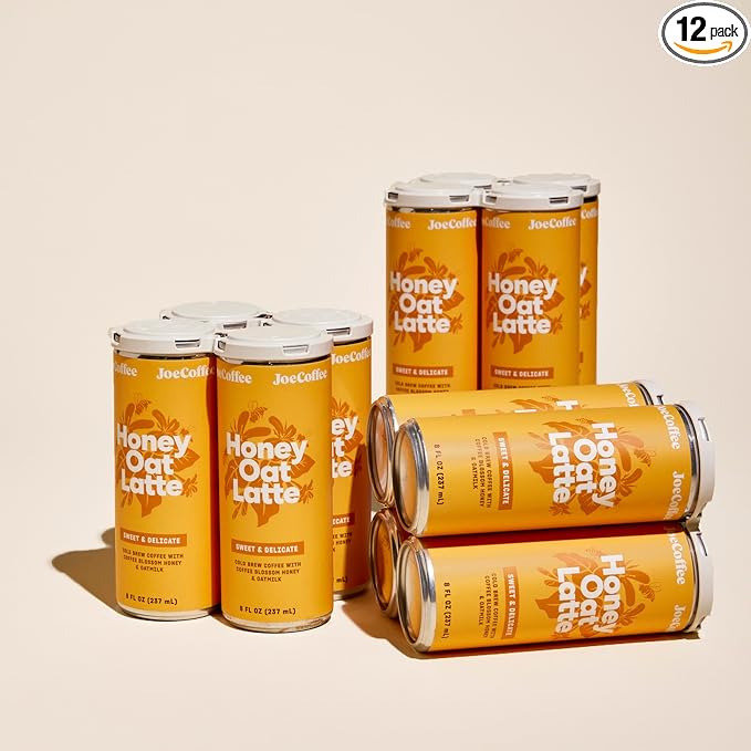 Joe Coffee Company - Honey Oat Latte Ready-to-Drink Specialty Coffee Cans (Pack of 12) | NYC Roaster Rainfoest Alliance Certified Kosher Climate-Friendly