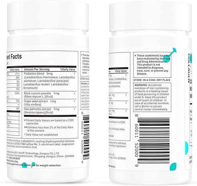 DrBioCare Collagen Peptides for Women Beauty Vitamin &amp Mineral SupplementContains Vitamin D3 Probiotics for Women &amp Collagen PeptidesVitamin B ComplexVitamin E 120 Tablets