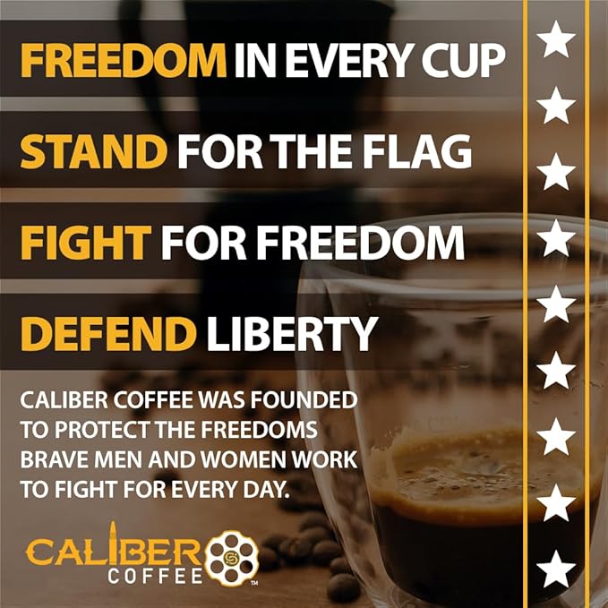 Caliber Coffee .22 Cal Ground Light Roast – Balanced Fruity Caramel Flavors – 100% Artisan Roasted Arabica Coffee – Small-Batch Hand-Crafted – Veteran Owned – 12oz Bag
