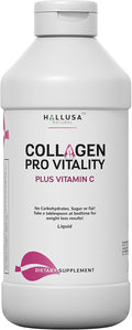 Hallusa Natural COLAGENO LIQUIDO HIDROLIZADO MAS VITAMINAS C | Collagen Pro Vitality Plus Vitamin C | Liquid Hydrolyzed Collagen 16oz with Vitamin C | Healthy Hair Skin Nails Bone &amp Joint Suppo