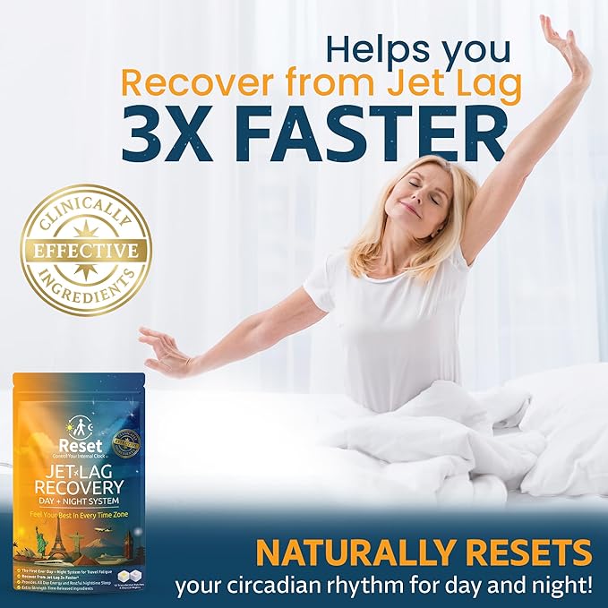 Reset Jet Lag Recovery System | Day and Night Transdermal Patches with Extra Strength Melatonin Magnesium and B Vitamins | Travel Fatigue Relief Sleep Support | Energy Boost ((3pk) Family Travel)
