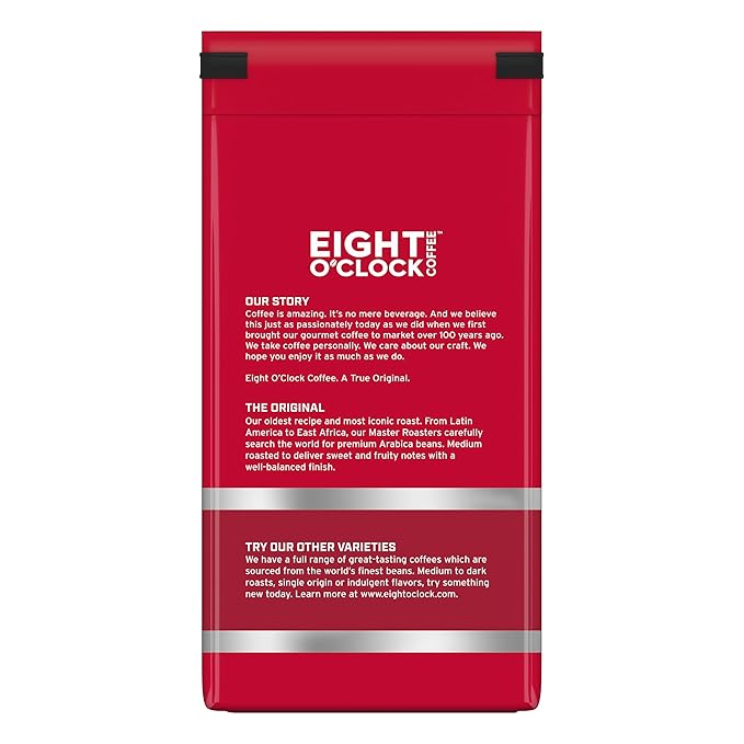 Eight O'Clock Coffee The Original Whole Bean Coffee Medium Roast 12 Ounce (Pack of 6) - Sweet Fruity Well Balanced