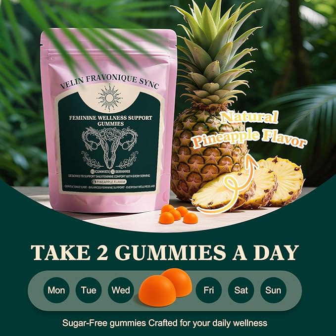 Probiotic Gummies for Women - Support for Feminine Wellness pH Balance Probiotic Formula Gluten-Free Vegan Tropical Pineapple Flavor 60 Gummies (30 Servings)