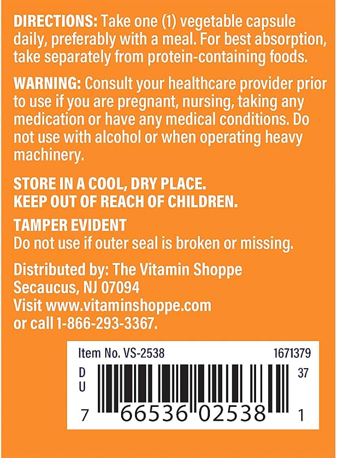 The Vitamin Shoppe L-Tryptophan 500mg - Sleep Quality &amp Mood Support | Essential Amino Acid | 120 Veggie Capsules | Non-GMO Vegan