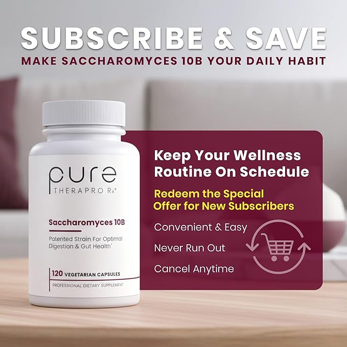 Saccharomyces Boulardii Probiotics 10 Billion CFU Made in USA | No Fillers Patented Strain: Lynside CNCM I-3799 Probiotics for Men and Women | Pure TheraPro Rx Pharma Grade 120 Count