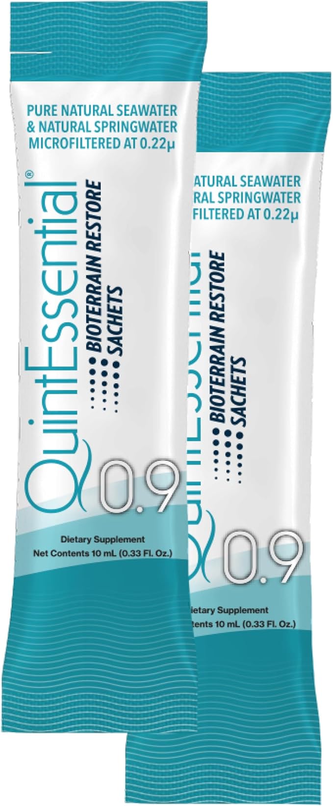 Quicksilver Scientific Quintessential 0.9 Sachets - Isotonic Solution with Sea Water Minerals + Alpine Spring - Liquid Hydration Electrolyte + Multi Minerals Supplement (30 Count)