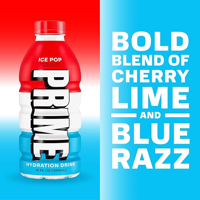 PRIME HYDRATION Berry Freeze Cherry Freeze &amp Ice Pop 12 Fl Oz Variety Sports Drinks &amp Rapid Rehydration Electrolyte Powder Sticks Ocean Cherry &amp 12 Pack Black Graffiti Squeeze Sports