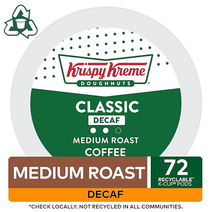 Krispy Kreme Classic Decaf Single-Serve Keurig K-Cup Pods Medium Roast Coffee Pods 72 Count